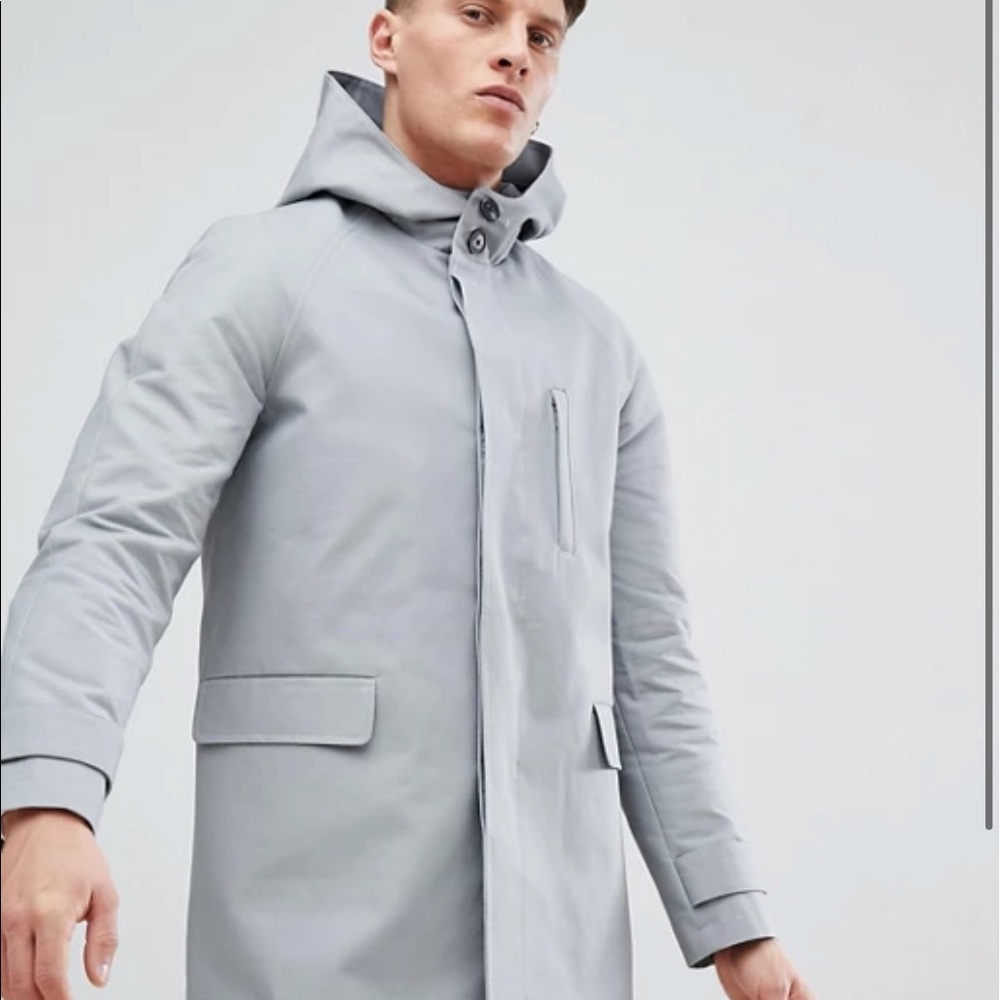 NWOT ASOS Design Hood Trench Coat Water Resistant